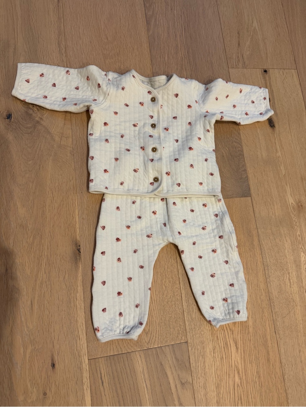 H&M Cream Set with Small Red Floral Print